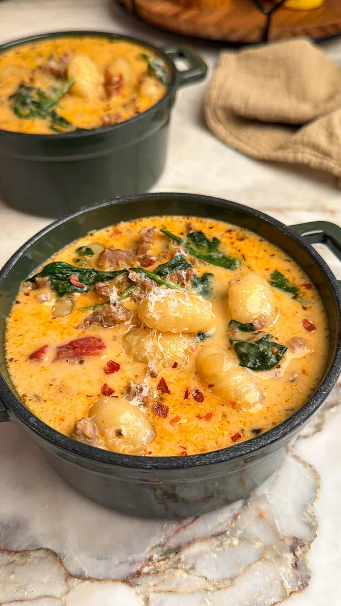 sausage gnocchi soup with sun-dried tomatoes