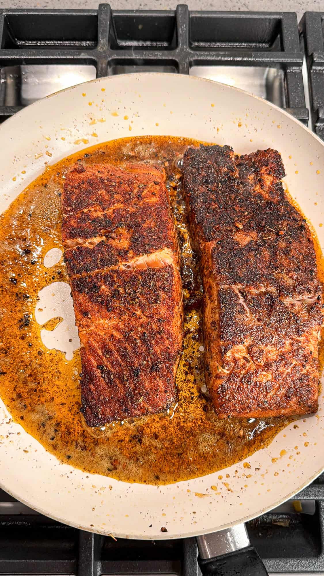 cajun salmon pan frying