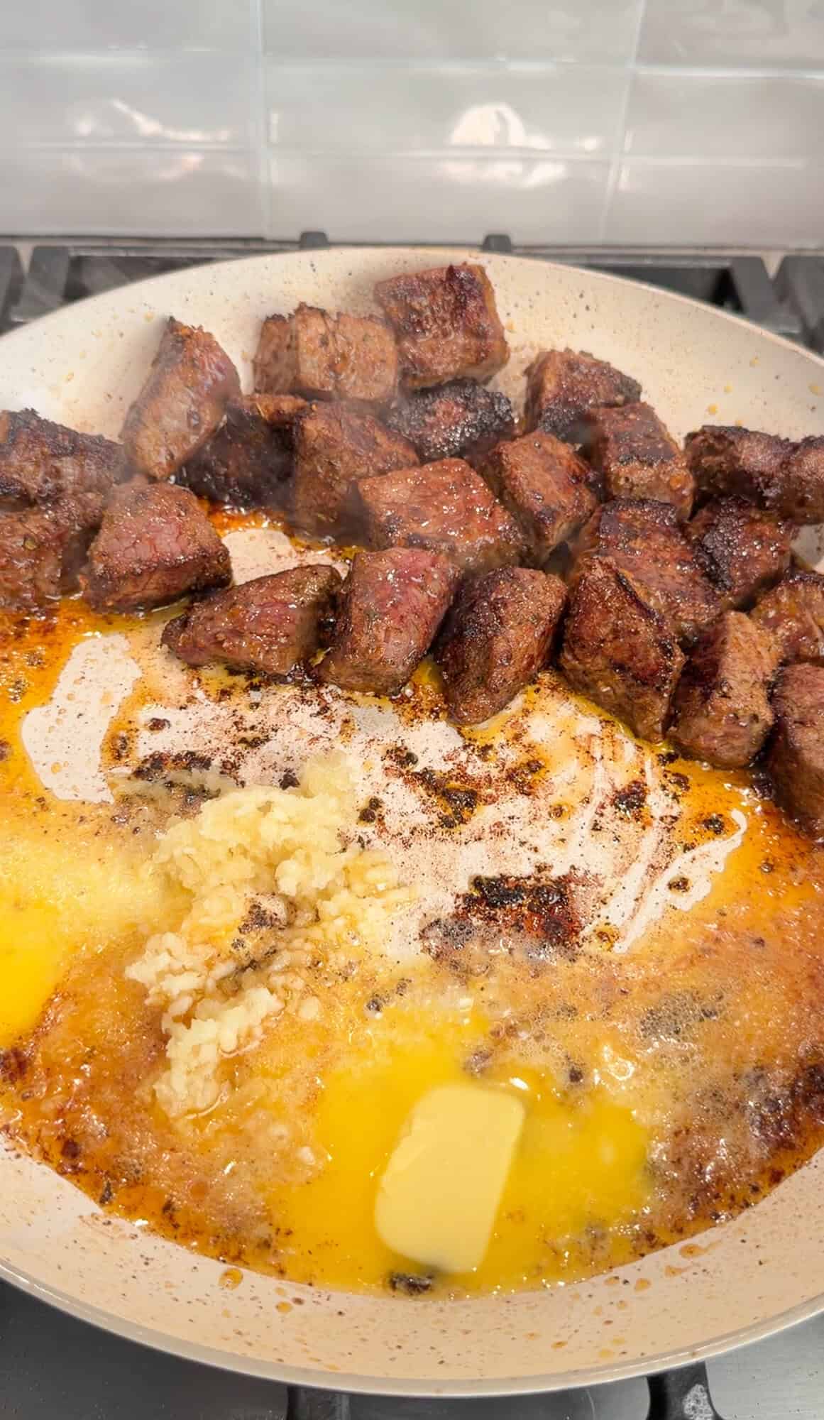 garlic butter steak bites for steak bowls