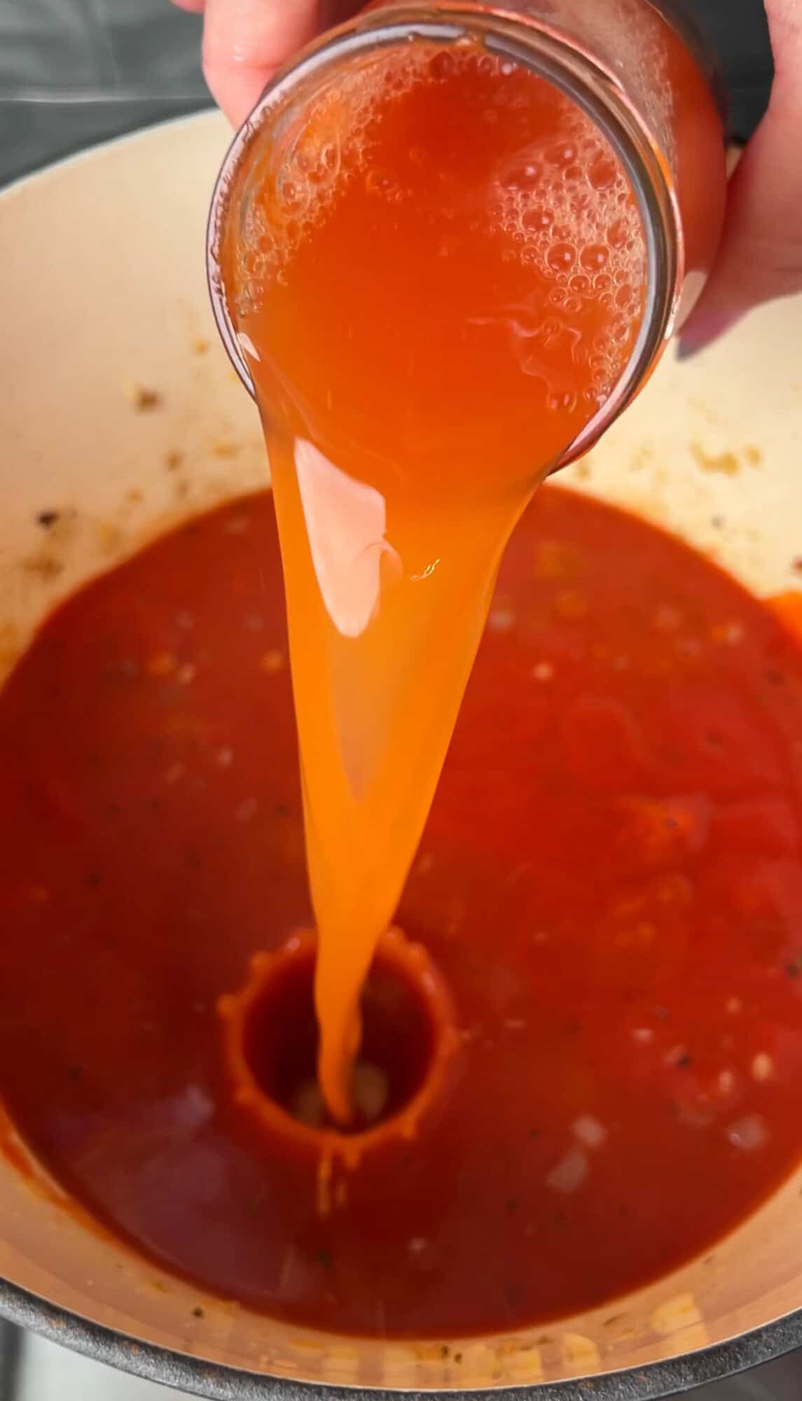 add beef stock into lasagna soup