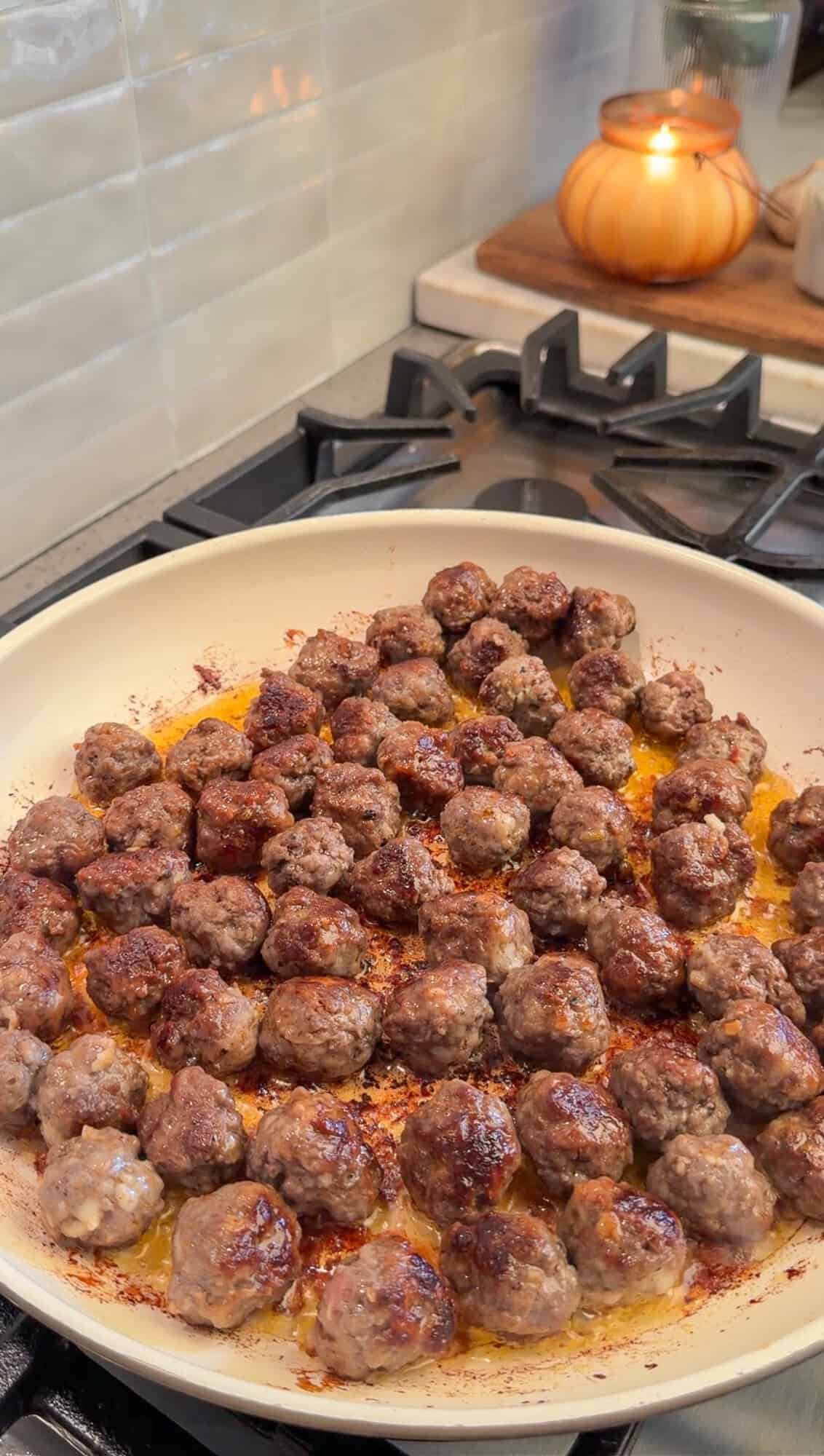 browning mini meatballs for meatball pasta