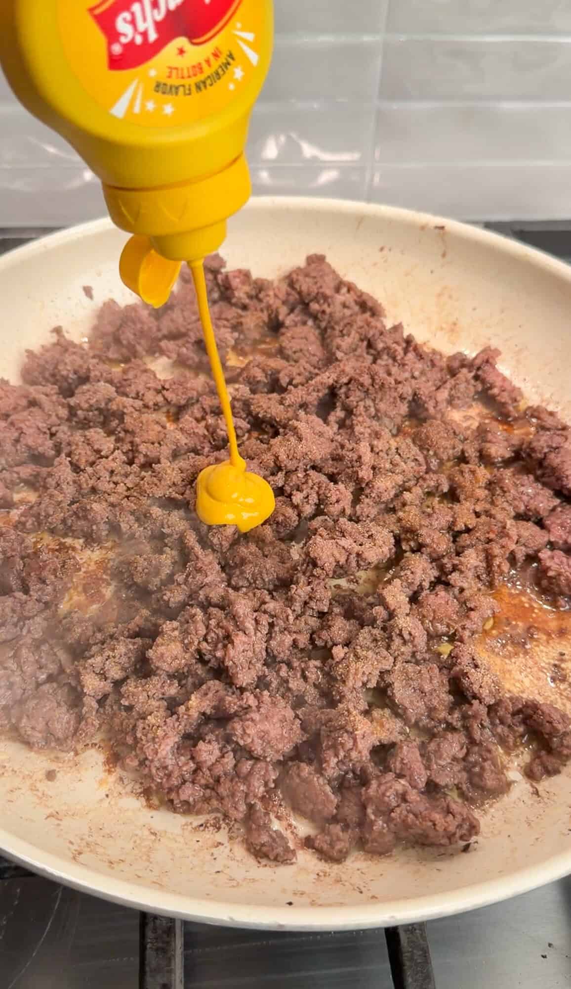 adding mustard to ground beef