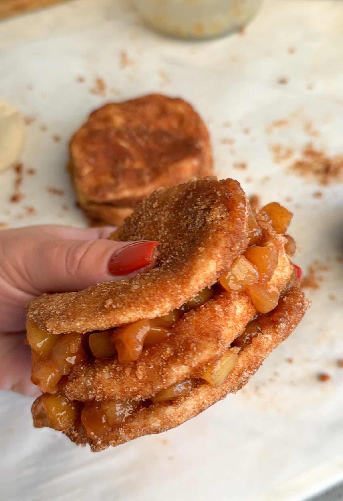 assembling apple pie pull apart bread