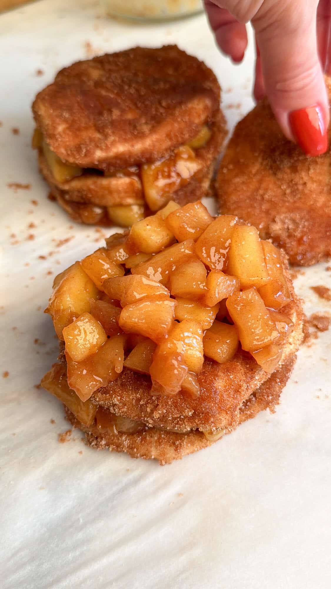 assembling apple pie pull apart bread
