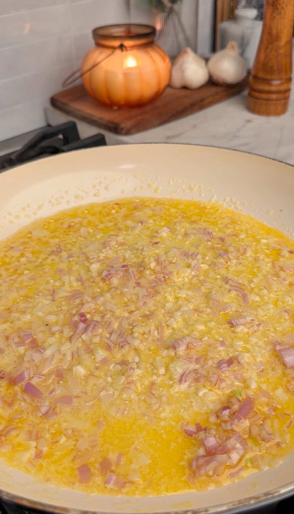 building the garlic butter sauce