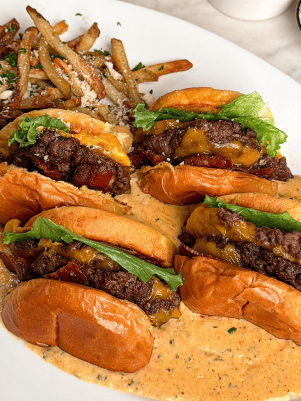 garlic parmesan dipped cheeseburgers