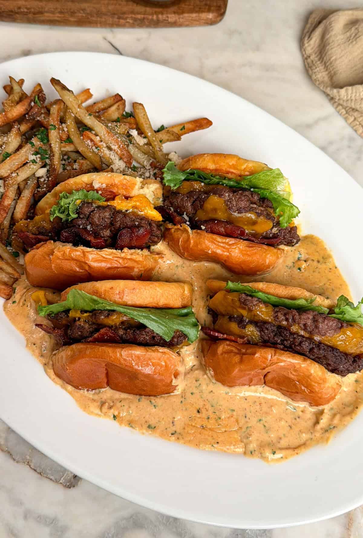 garlic parmesan dipped cheeseburgers